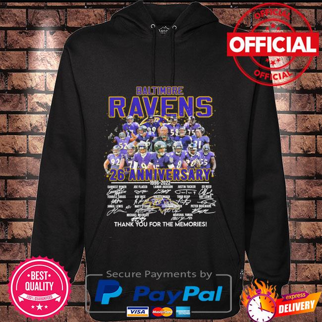 Baltimore Ravens 26th anniversary 1996 2022 thank you for the memories signatures Hoodie black