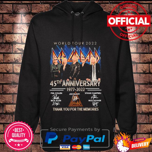 Def Leppard World Tour 2022 45th anniversary 1977 2022 thank you for the memories signatures Hoodie black
