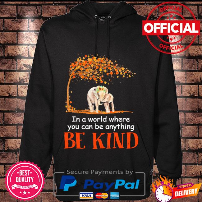 Elephants in a world where you can be anything be kind Hoodie black