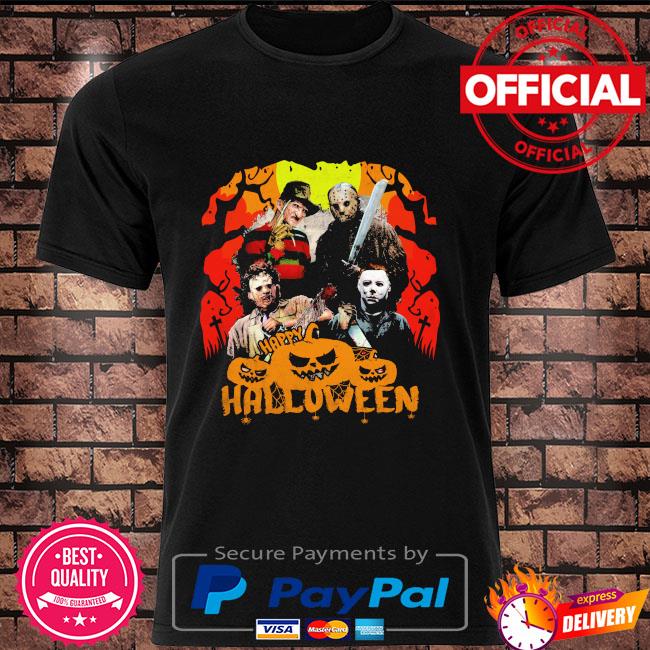 Horror Character Michael Myers Freddy Krueger Jason Voorhees and Leatherface Scary Ghost Pumpkin shirt