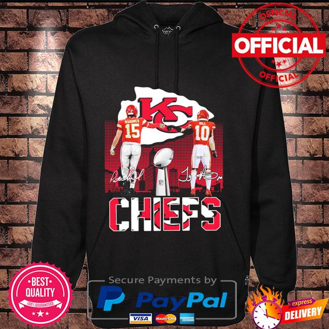 Official Kansas City Chiefs Mahomes and Hill signatures 2021 Hoodie black
