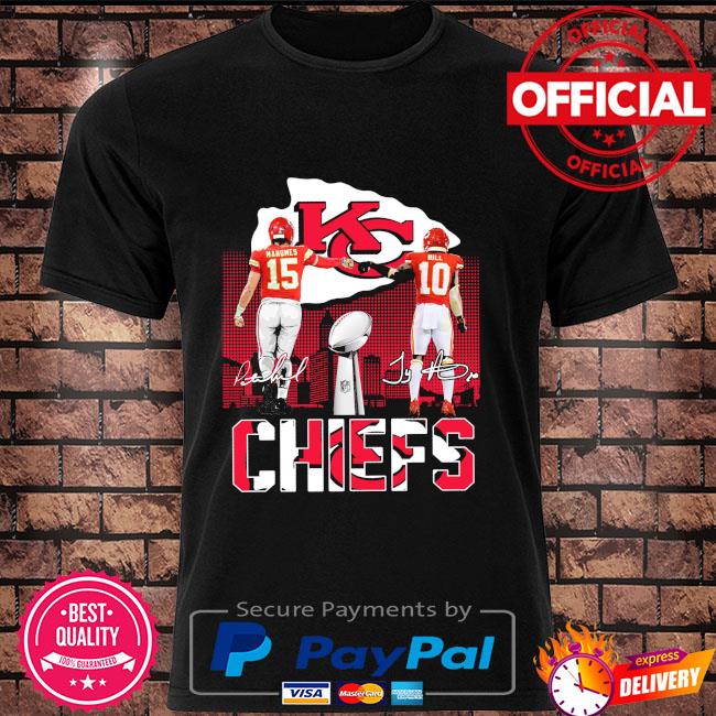 Official Kansas City Chiefs Mahomes and Hill signatures 2021 shirt