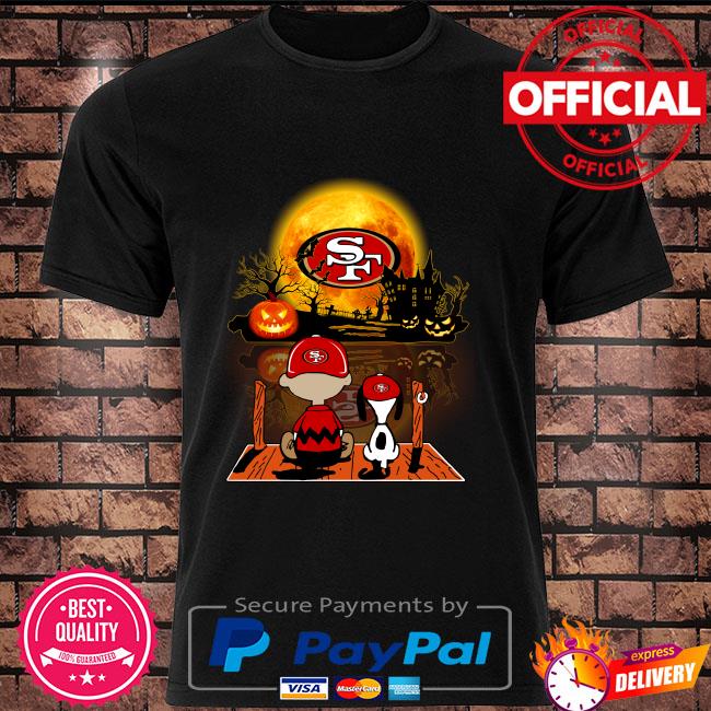 Snoopy and Charlie Brown Pumpkin San Francisco 49ers Halloween Moon shirt,  hoodie, sweater, long sleeve and tank top