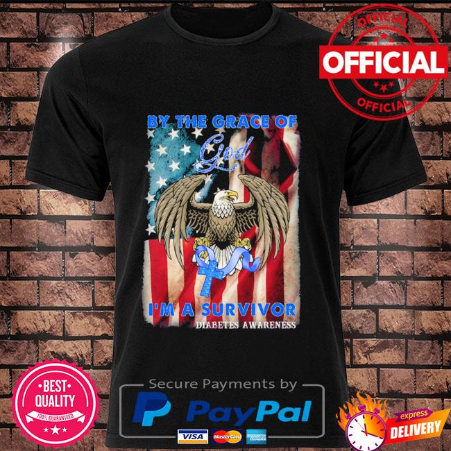 Eagle by the grace of girl I'm a survivor Diabetes Awareness American flag shirt