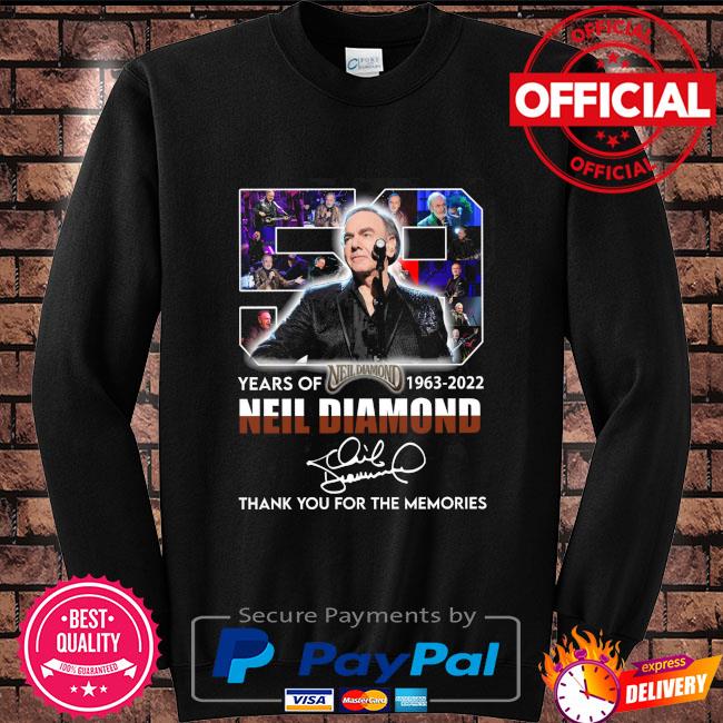 Official Neil Diamond 60th anniversary 1962 2023 thank you for the memories  shirt, hoodie, sweater, long sleeve and tank top