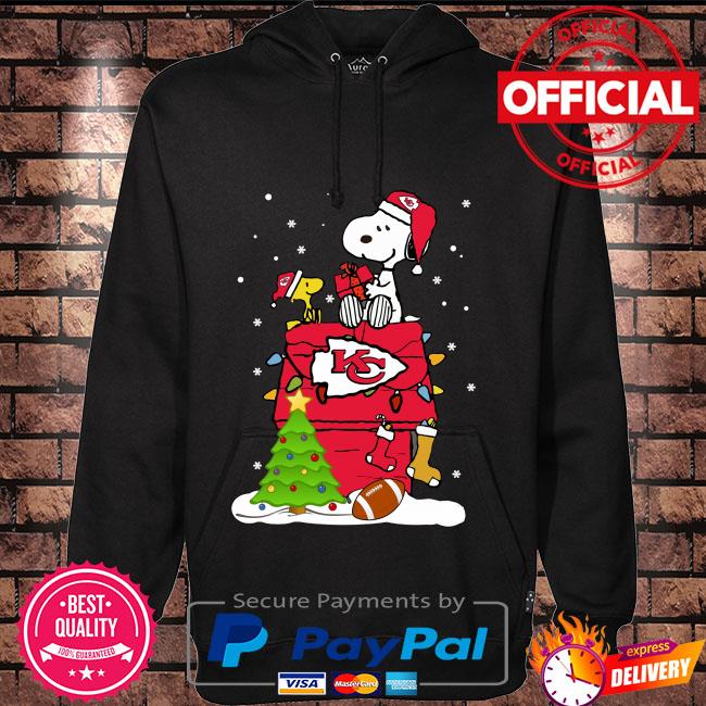 Woodstock and Snoopy on dog house Kansas City Chiefs Christmas shirt -  Limotees