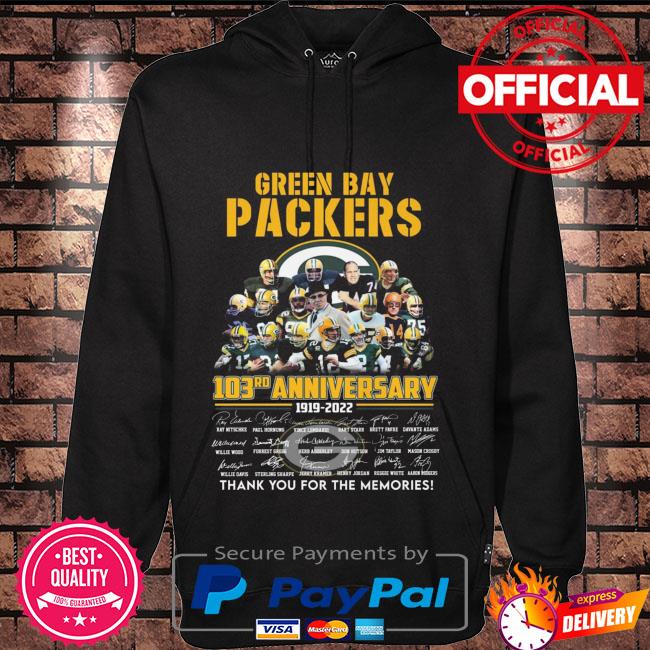 Official green bay packers 103rd anniversary 1919 2022 thank you