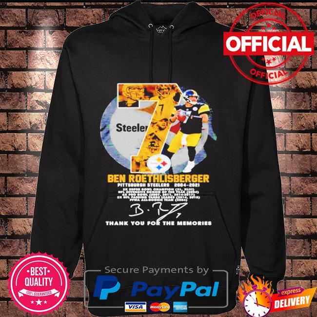 Ben Roethlisberger Pittsburgh Steelers 2004 2021 thank you for the memories  shirt, hoodie, sweater and v-neck t-shirt