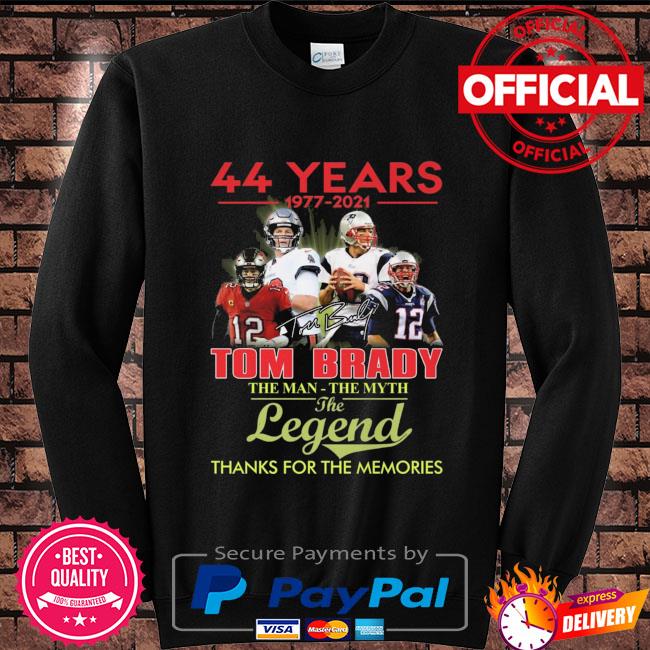 Tom Brady the man-the myth the legend 44 years 1977-2021 t-shirt