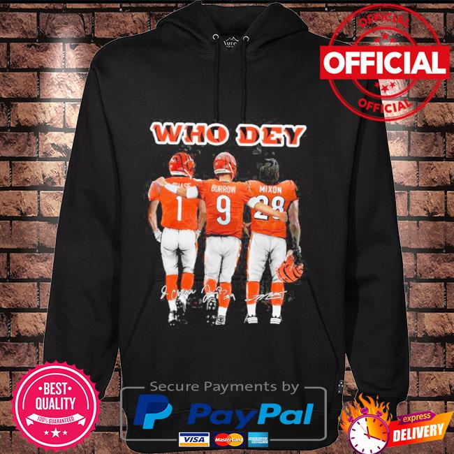 Awesome official Cincinnati Bengals Who Dey Chase and Burrow Mixon  Signatures Shirt, hoodie, sweater, long sleeve and tank top