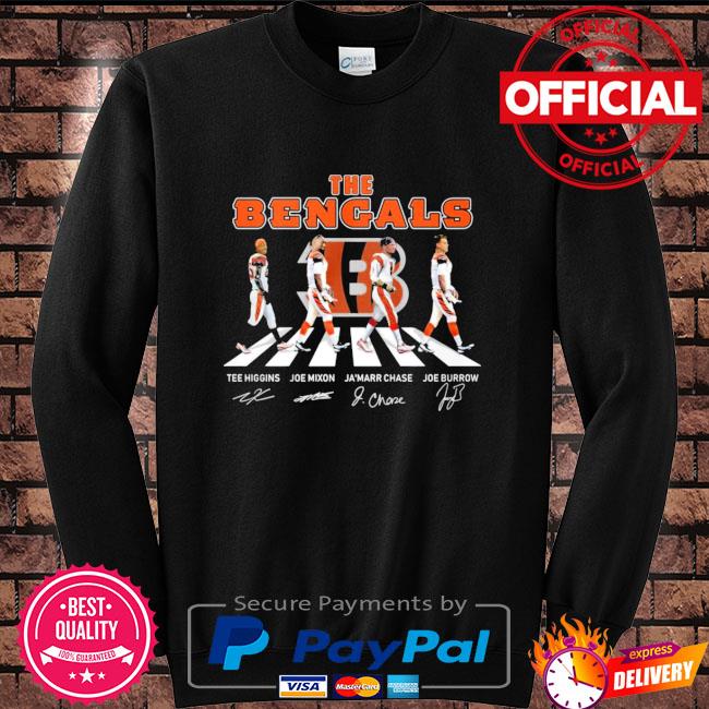 The Bengals Tee Higgins Joe Mixon Ja'marr Chase Joe Burrow Abbey Road  signatures shirt, hoodie, sweater, long sleeve and tank top