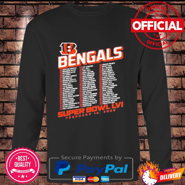 Official Cincinnati Bengals 2022 Super Bowl LVI Bound Tilted Roster Shirt,  hoodie, sweater, long sleeve and tank top