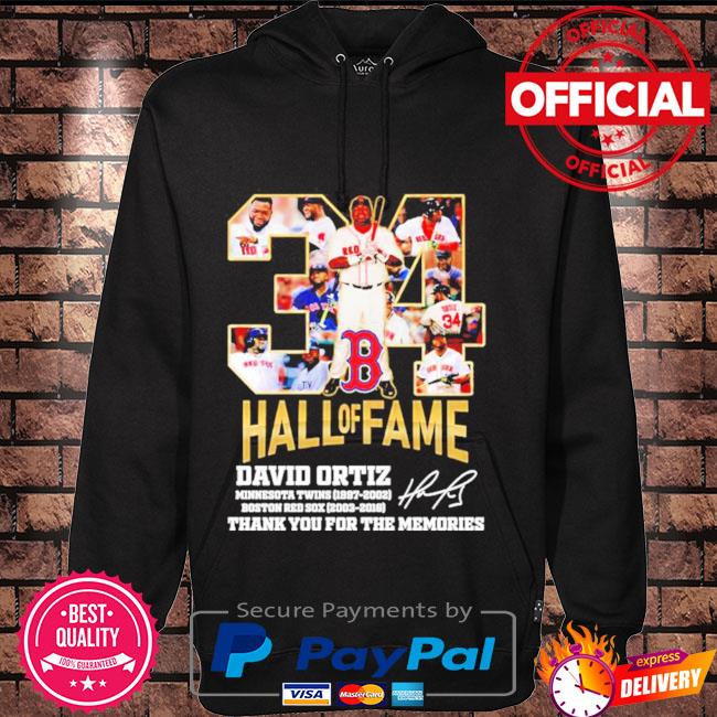 David Ortiz 34 Hall Of Fame Signature Shirt, hoodie, sweater, long