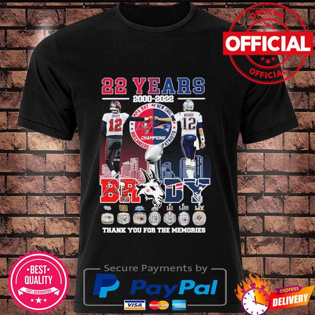 HOT Tom Brady 22 years 2000-2022 Thank you for the memories t-shirt,  hoodie, sweater, long sleeve and tank top