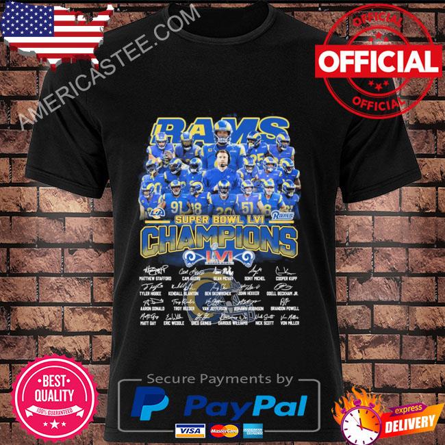 2022 Los Angeles Rams Super Bowl LVI Champions Signature T-Shirt