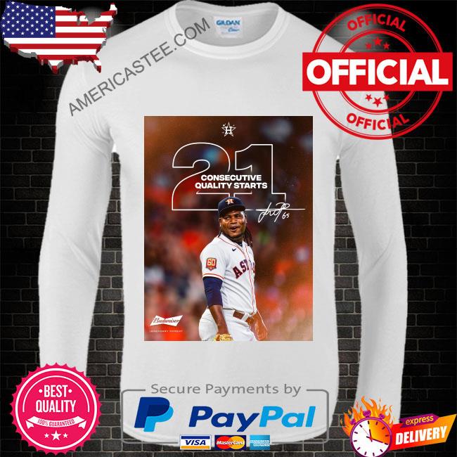 Official Framber valdez in houston astros 21 consecutive quality starts  shirt, hoodie, sweater, long sleeve and tank top