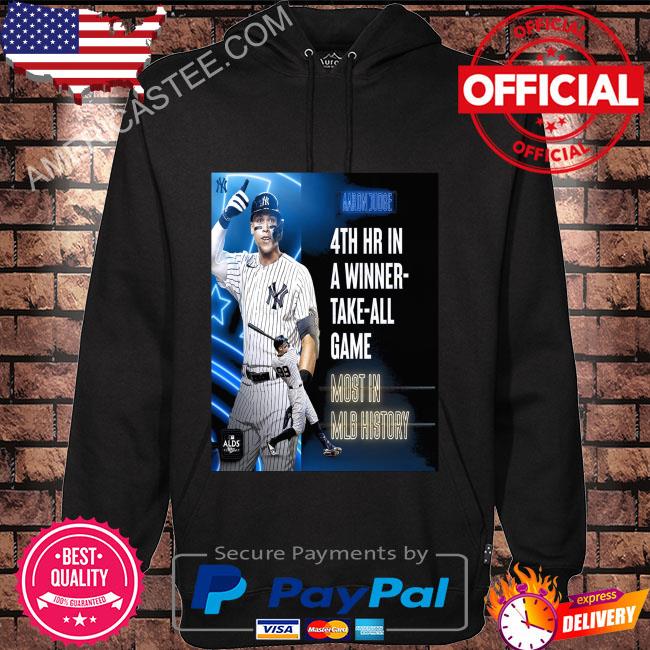 Aaron judge new york yankees 4th hr in a winner take all game most in mlb  history 2022 alds shirt, hoodie, sweater, long sleeve and tank top