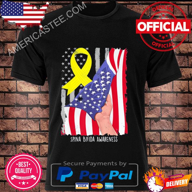 Spina bifida awareness vintage American flag yellow ribbon shirt