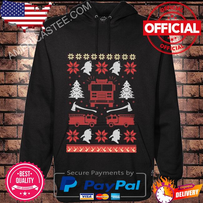 Fire fighter 2022 ugly Christmas sweater Hoodie black