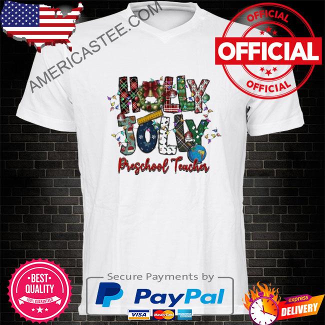 Holly jolly preschool teacher light Christmas sweater