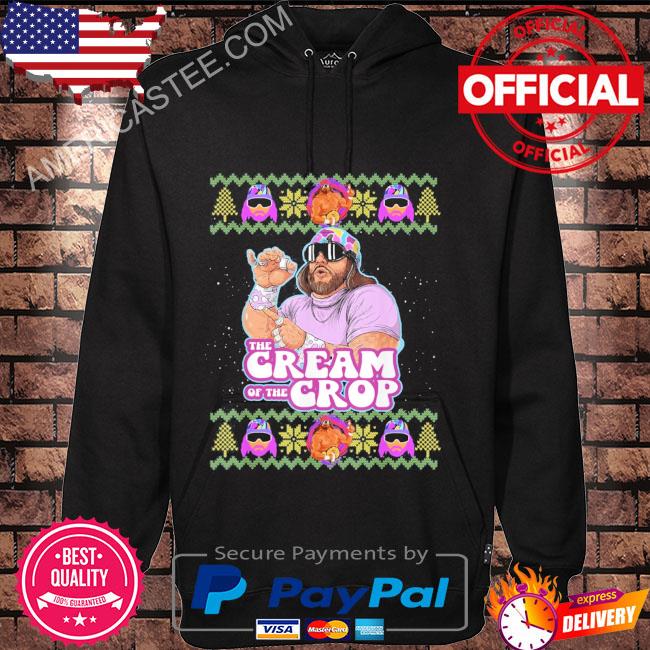Macho the cream of the crop wrestling ugly Christmas sweater Hoodie black