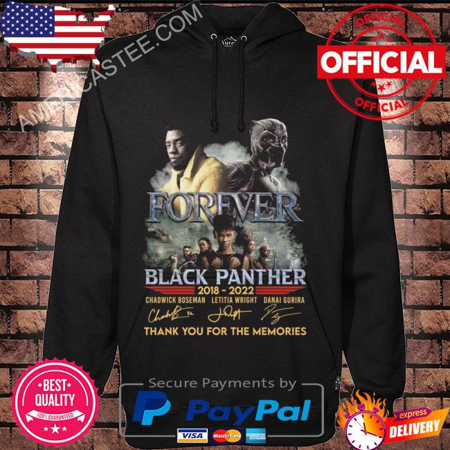 Official Forever Black Panther 2018 2022 thank you for the memories signatures s Hoodie black