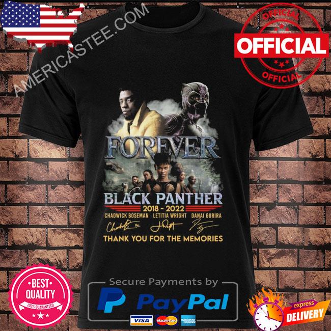 Official Forever Black Panther 2018 2022 thank you for the memories signatures shirt