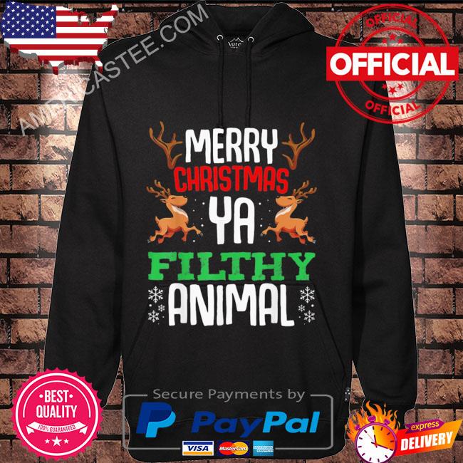 Reindeer merry Christmas you filthy animal xmas winter snow sweater Hoodie black