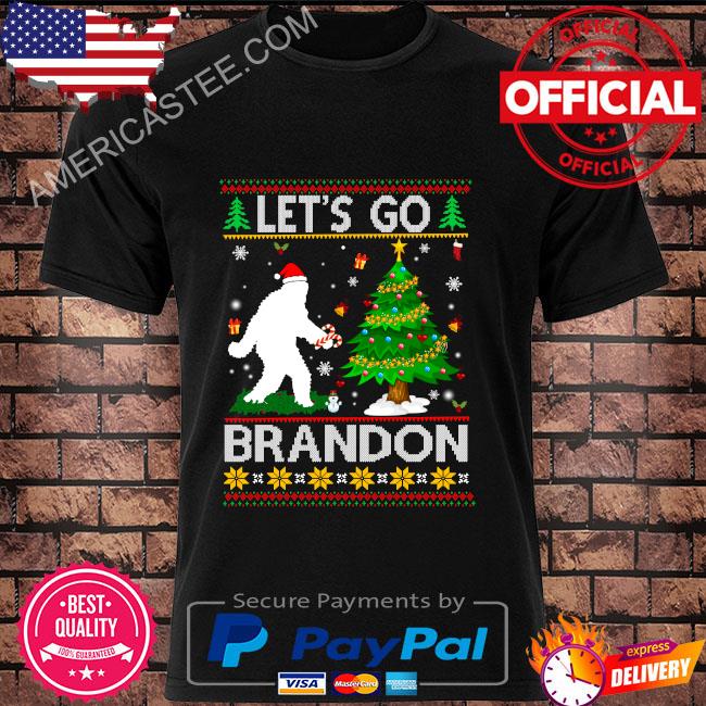 Santa Bigfoot Let's Go Brandon Ugly Christmas Sweater