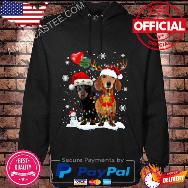 Santa Dachshund 2021 Merry Christmas sweats Hoodie black