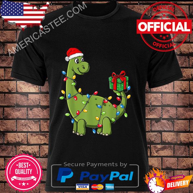Santa dinosaur with lights boys kids xmas Christmas sweater