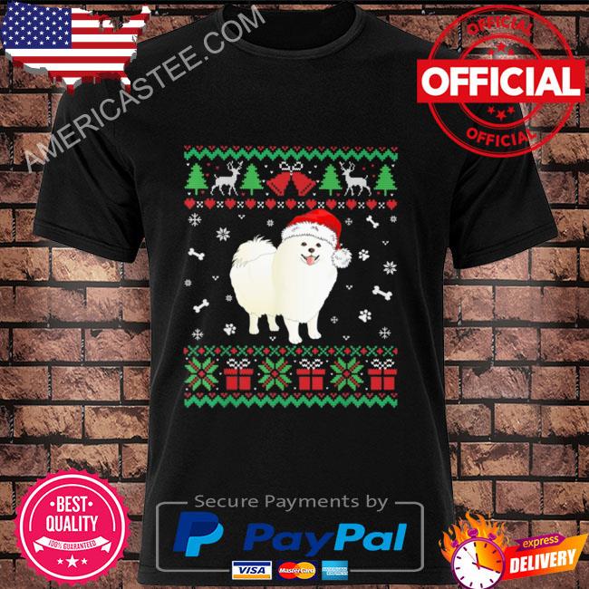 Santa hat American eskimo dog ugly Christmas sweater