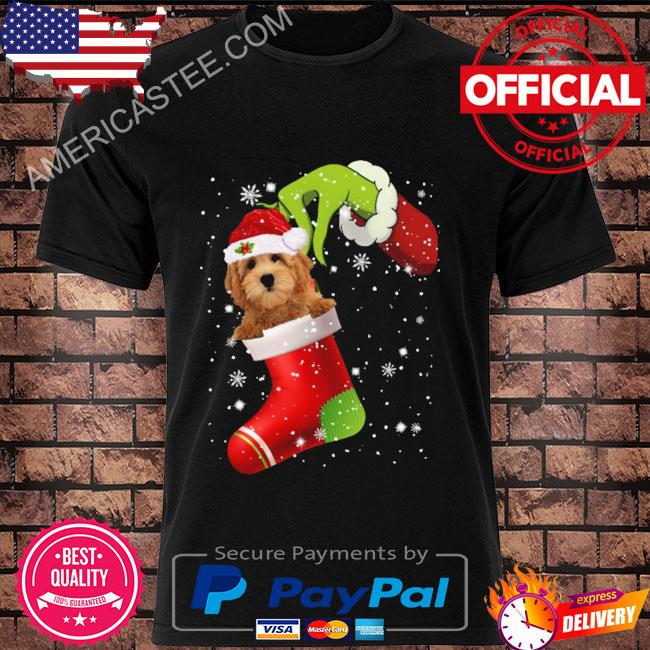 The grinch hand santa goldendoodle 2022 Christmas sweater