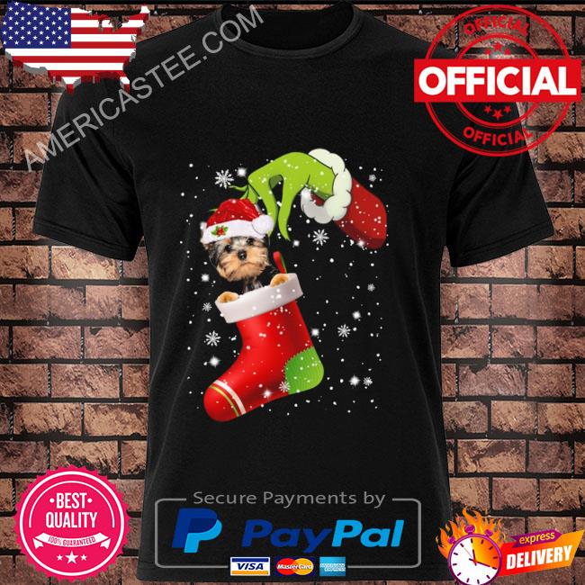 The grinch hand santa yorkshire terrier 2022 Christmas sweater
