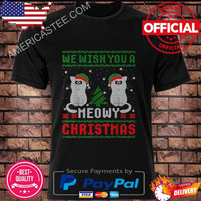 We wish you a meowy cat ugly Christmas sweater