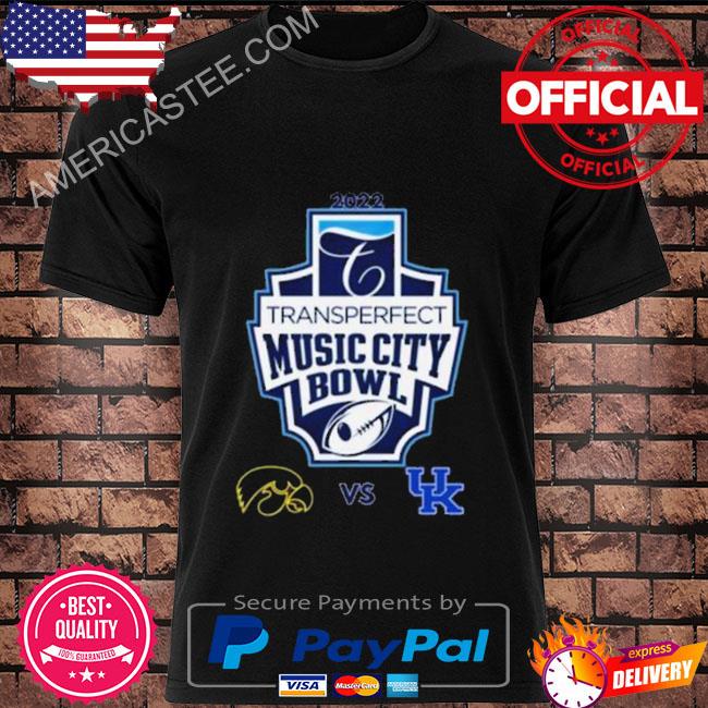 Iowa hawkeyes vs kentucky wilDcats 2022 transperfect music city bowl shirt