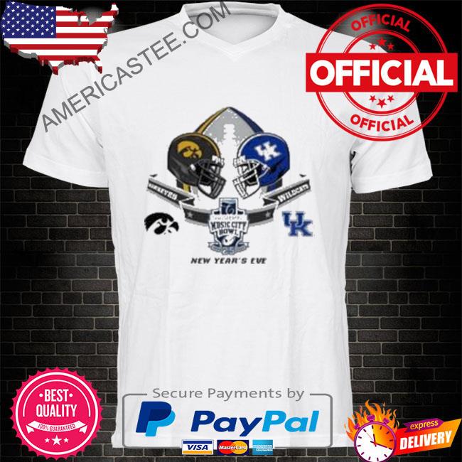 Iowa hawkeyes vs kentucky wilDcats 2022 transperfect music city bowl shirt