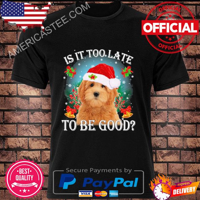 Is it too late to be good red Goldendoodle Christmas sweater