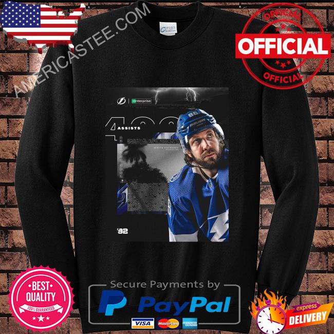 Nikita kucherov 400 career assists for tampa bay lightning nhl shirt,  hoodie, sweater, long sleeve and tank top