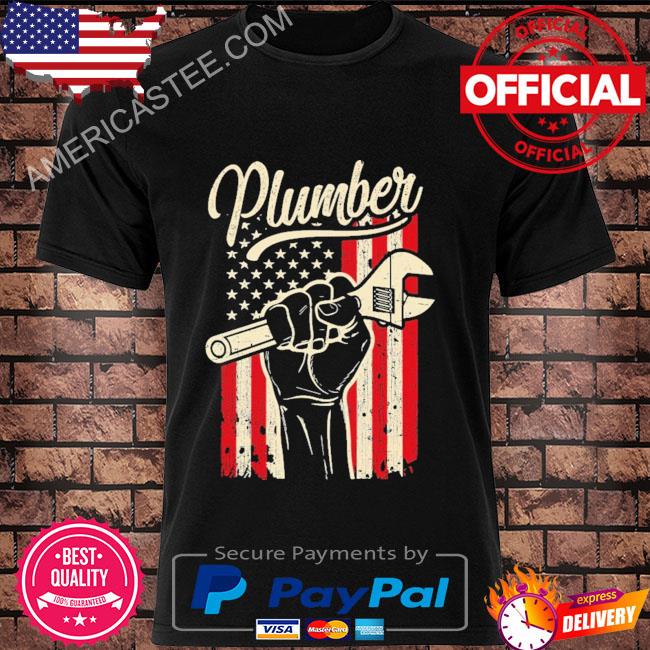 Plumber American Flag Plumbing Pipe Wrench USA Patriotic Shirt