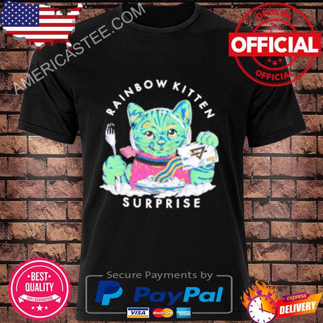 Rainbow kitten surprise space kitty breakfast shirt