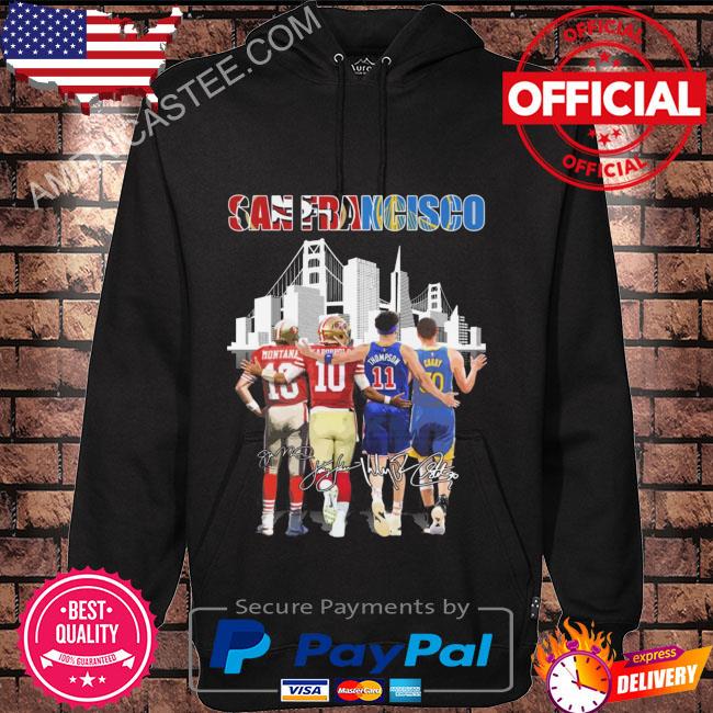 San Francisco 49ers Jimmy Garoppolo Joe Montana and Thompson Stephen Curry  signatures 2023 shirt, hoodie, sweater, long sleeve and tank top