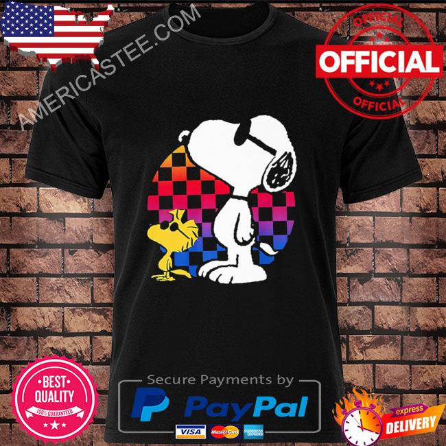Snoopy checkered rainbow shirt