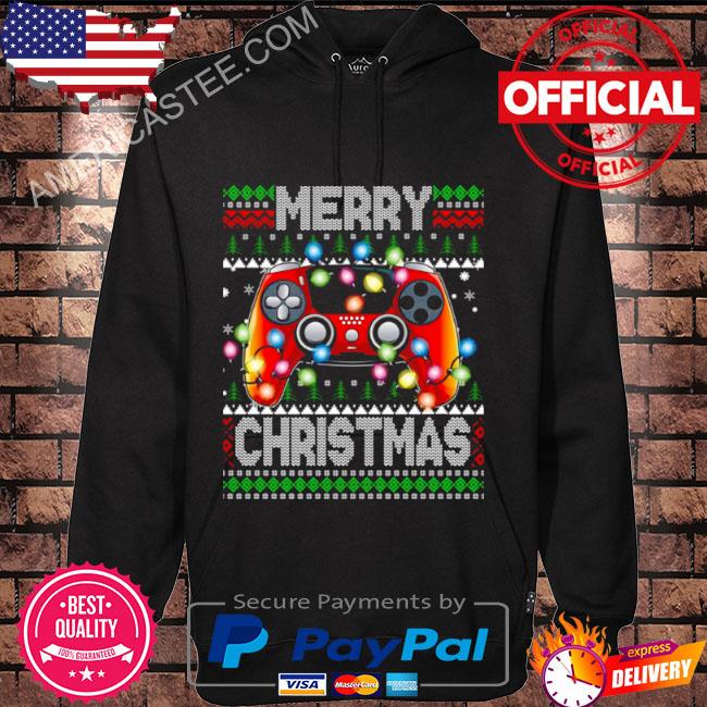 Video Game Controller Gamer Christmas Sweater Hoodie black