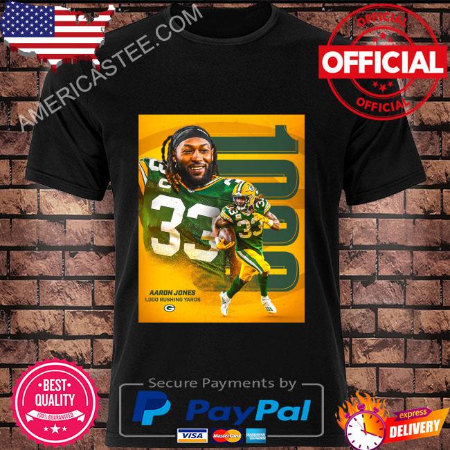 Original Aaron jones 1000 rushing yards in career with green bay packers  nfl shirt, hoodie, sweater, long sleeve and tank top