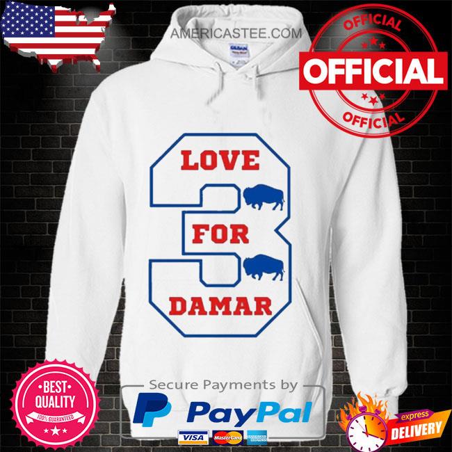 Damar hamlin love for 3 pray for damar hamlin shirt, hoodie