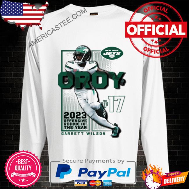 Official fanatics branded black new york jets garrett wilson 2023 offensive  rookie of the year shirt, hoodie, sweater, long sleeve and tank top