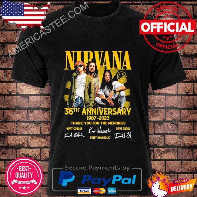Official Nirvana 36th anniversary 1987-2023 thank you for the memories signatures shirt