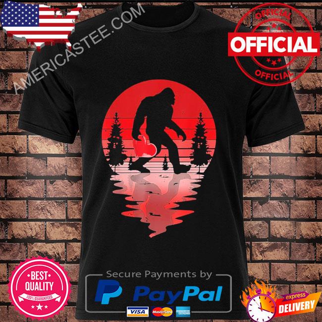 Premium Giant Bigfoot Bring Heart Valentine’s Day Gift T-Shirt