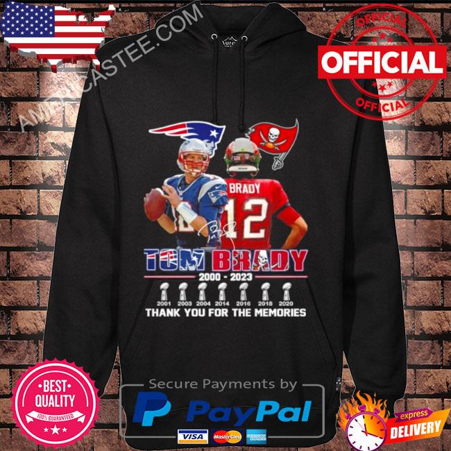 New England Patriots Tampa Bay Buccaneers 22 years 2000-2022 Tom Brady  thank you for the memories shirt, hoodie, sweater, long sleeve and tank top